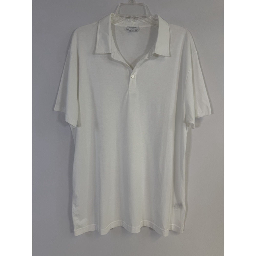 Sunspel England 1860 Men's Riviera Polo Short Sleeved White Sz XXL Classic NWOT